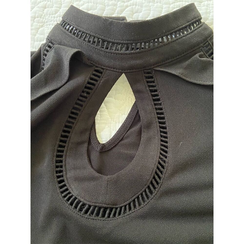 New York & Company 7th Avenue Black High Neck Ruffle Sleeve Blouse Size S - Picture 7 of 13